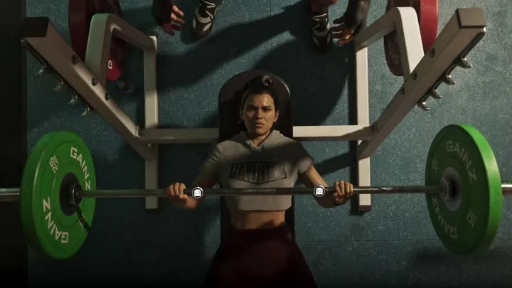 Спортзал Gainz и тело героя — Блины с надписью GAINZ