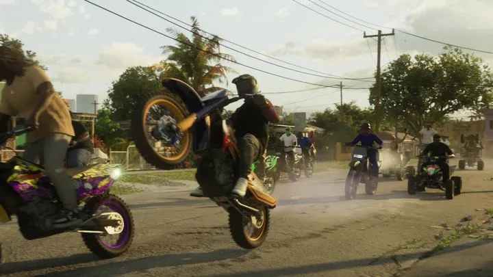 Байкеры на дыбах из трейлера GTA 6 и заезд Wheels Up, Guns Down — GTA 6